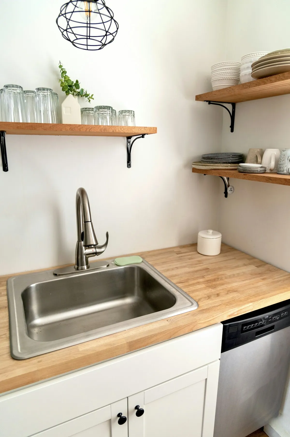 A kitchen sink and faucet in a contemporary kitchen